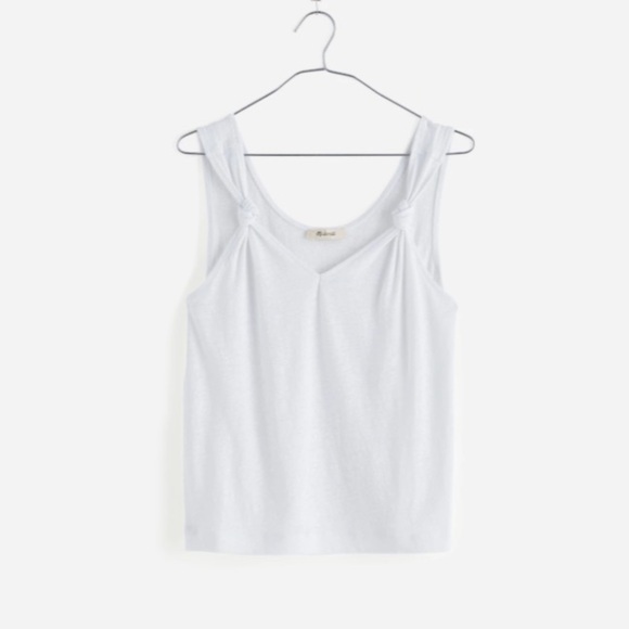NWT MADEWELL White Sleeveless Knot Detail Tank Top Size Medium - Picture 1 of 2